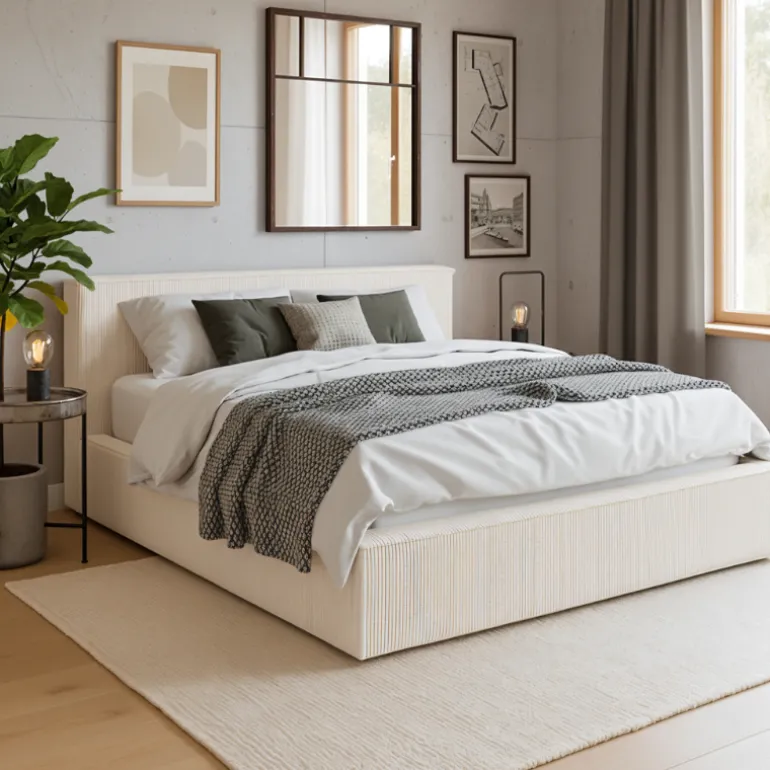 Boxspring met Opbergruimte Amour Cosy - Crème