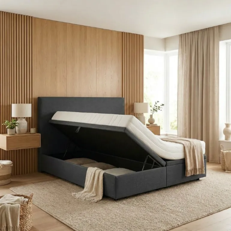 Boxspring met Opbergruimte Hotel Essence - Antraciet