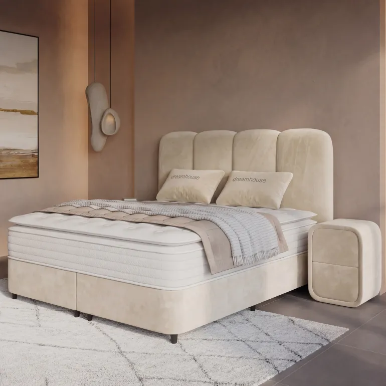 Boxspring met Opbergruimte Pearl - Beige