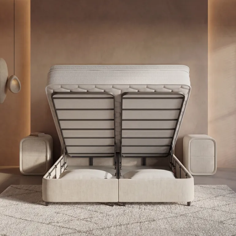 Boxspring met Opbergruimte Pearl - Beige