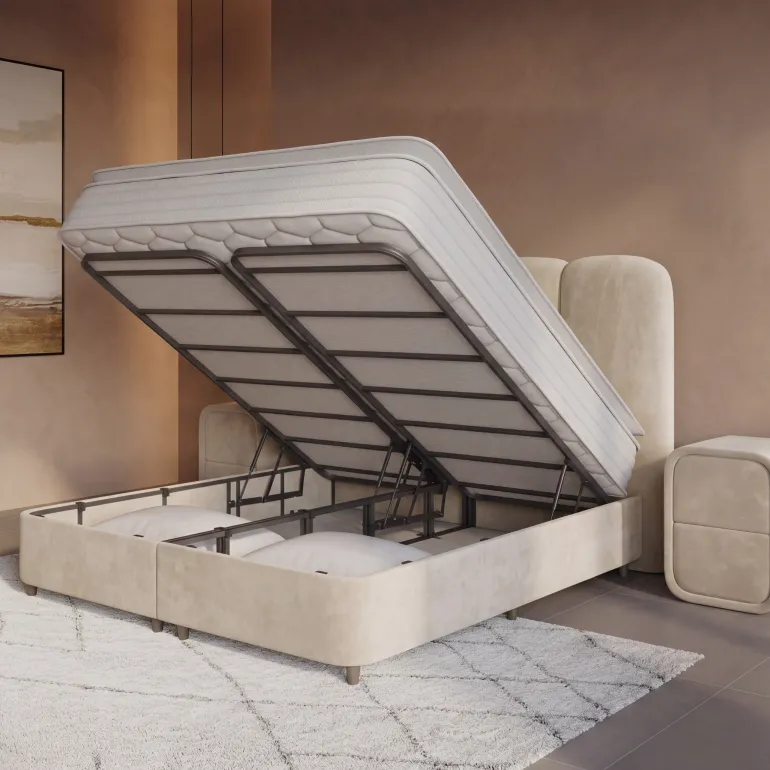 Boxspring met Opbergruimte Pearl - Beige