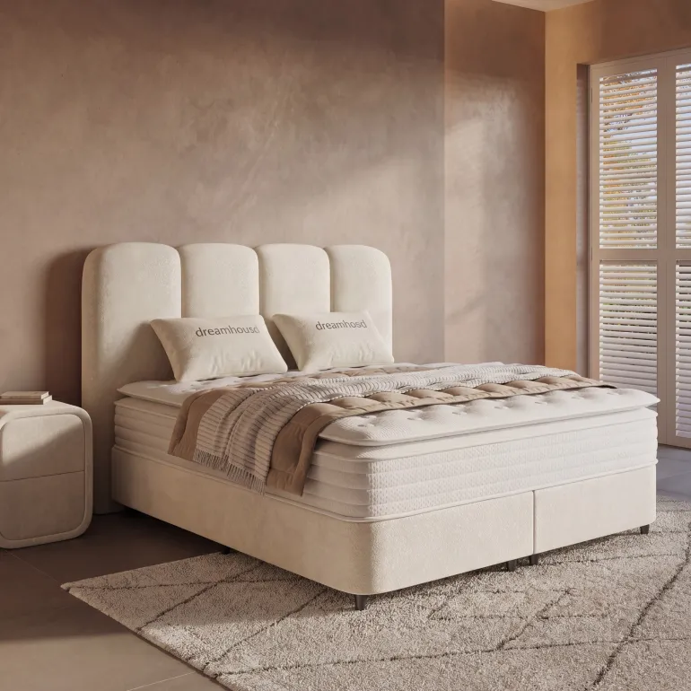 Boxspring met Opbergruimte Pearl - Beige