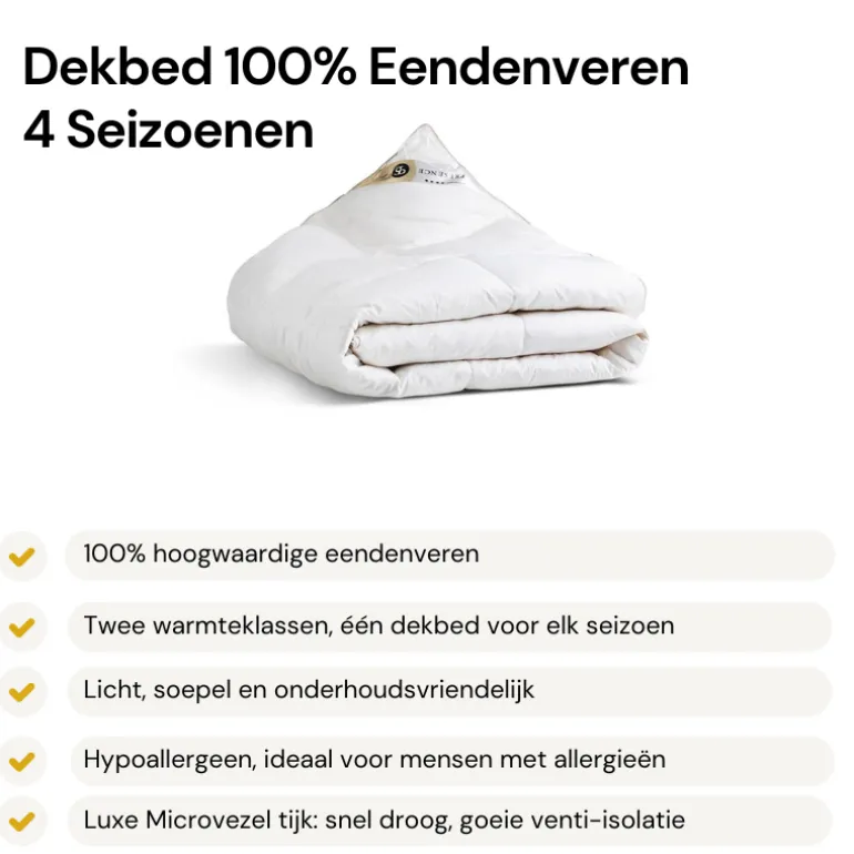 Dekbed - 100% Eendenveren - 4 Seizoenen