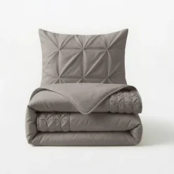 Dekbedovertrek Border Pintuck - Taupe/Grijs