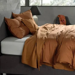 Dekbedovertrek Katoen-Satijn - Satinado - Cognac Brown