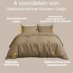 Dekbedovertrek Katoen-Satijn Uni - Taupe
