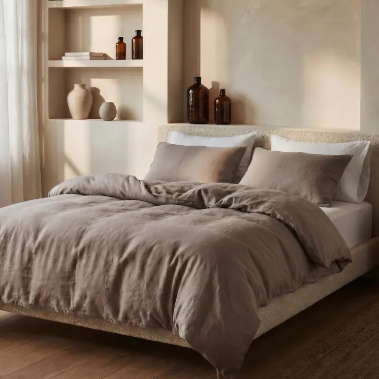 Dekbedovertrek Katoen Stone Washed - Taupe