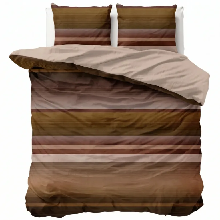 Dekbedovertrek Percale-Katoen - Stripe Kaneel