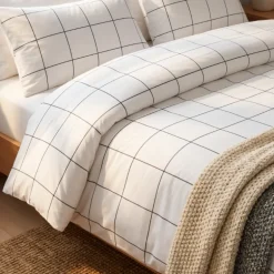 Dekbedovertrek Percale-Katoen - Squared Wit