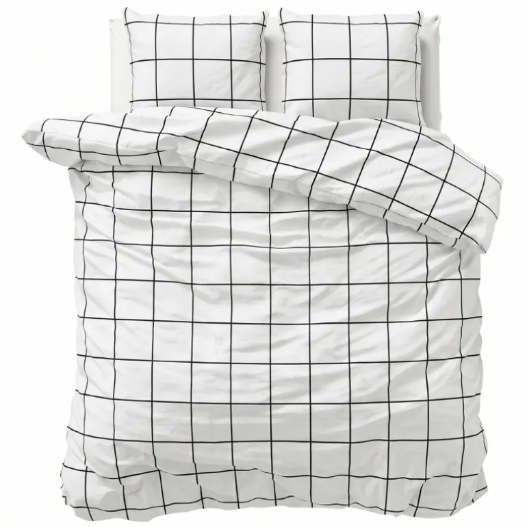 Dekbedovertrek Percale-Katoen - Squared Wit