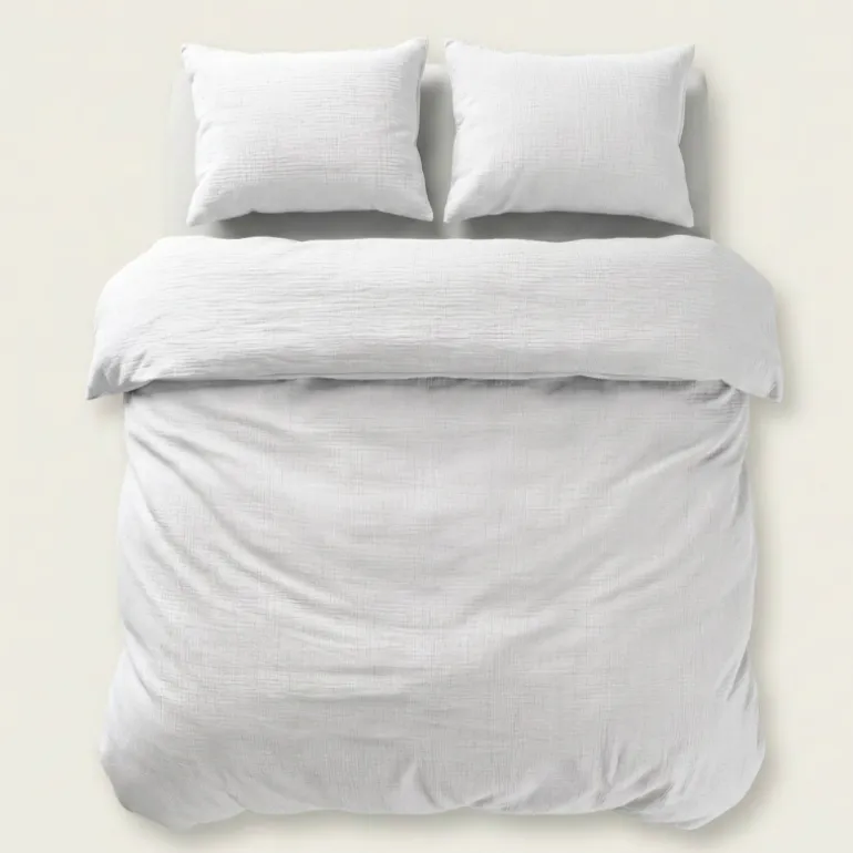 Dekbedovertrek Percale-Katoen - Mousseline - Wit