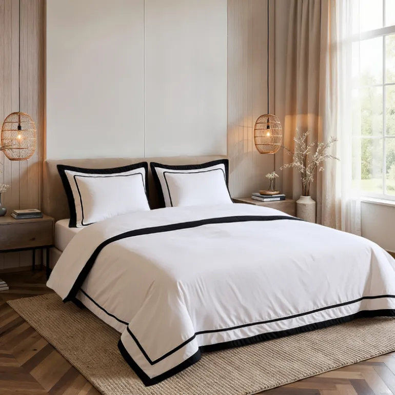 Dekbedovertrek Percale-Katoen - Hotel Gallardo - Wit/Zwart
