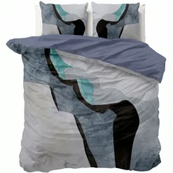 Dekbedovertrek Percale-Katoen - Abstract Marble - Blauw