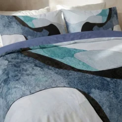 Dekbedovertrek Percale-Katoen - Abstract Marble - Blauw