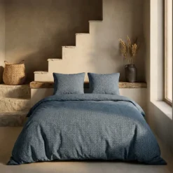 Dekbedovertrek Percale-Katoen - Stonewash Blue