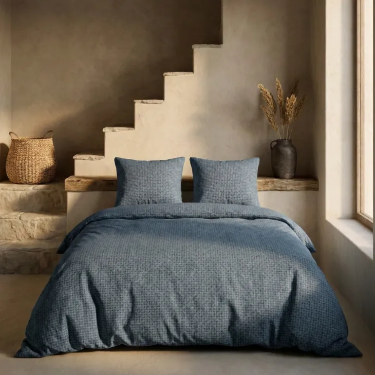 Dekbedovertrek Percale-Katoen - Stonewash Blue