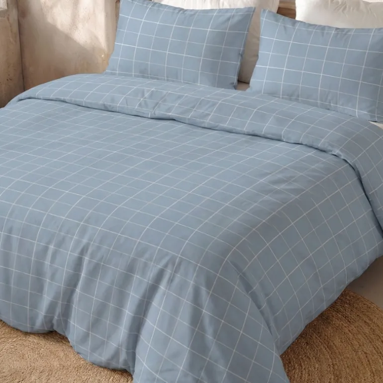 Dekbedovertrek Percale-Katoen - Squared Blauw