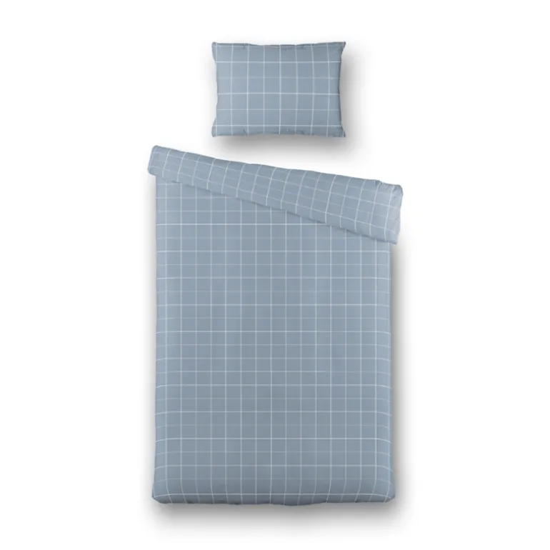 Dekbedovertrek Percale-Katoen - Squared Blauw