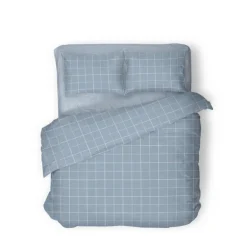 Dekbedovertrek Percale-Katoen - Squared Blauw