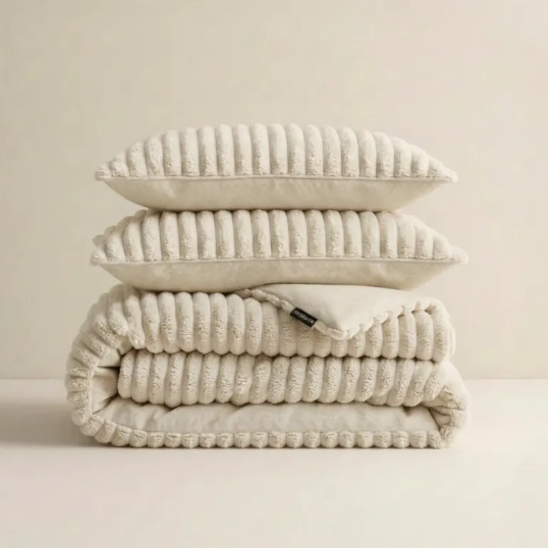 Dekbedovertrek Teddy Rib - Creme/Off White