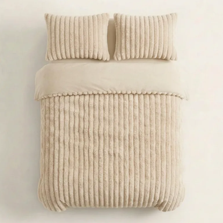Dekbedovertrek Teddy Rib - Creme/Off White