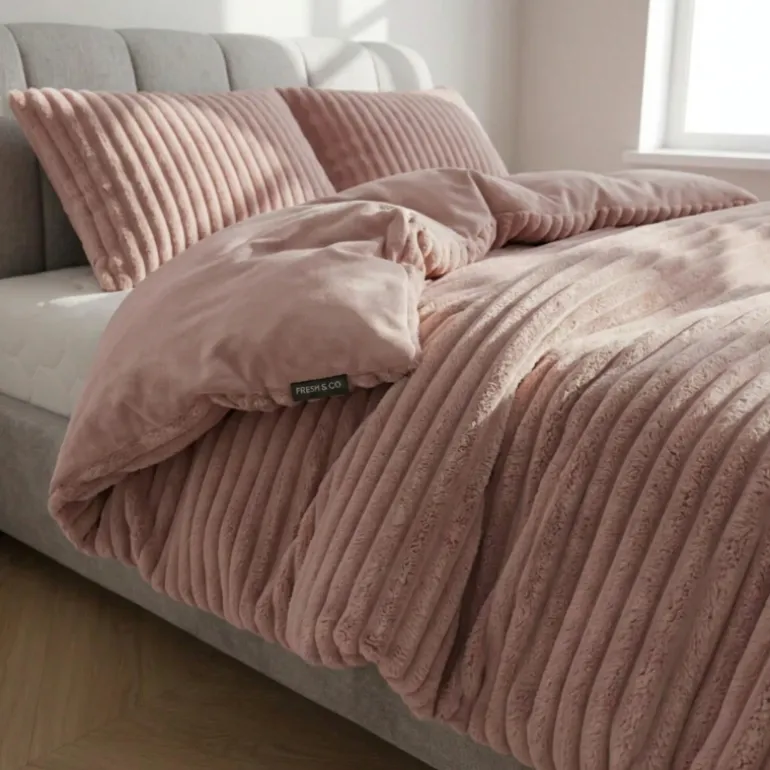 Dekbedovertrek Teddy Rib- Oud Roze