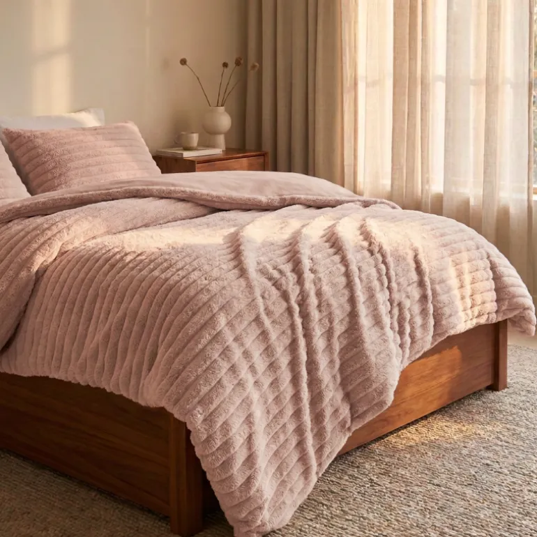 Dekbedovertrek Teddy Rib- Oud Roze