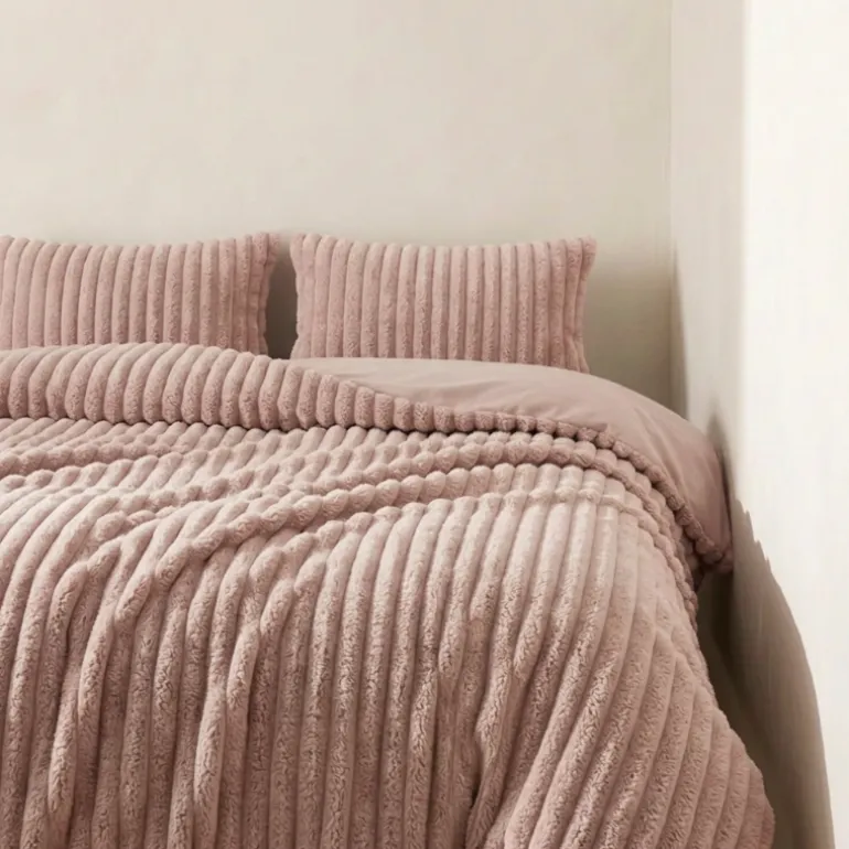 Dekbedovertrek Teddy Rib- Oud Roze