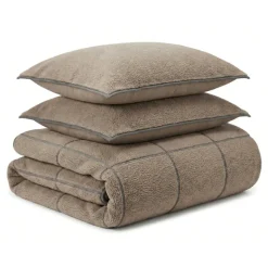 Dekbedovertrek Teddy Trim - Taupe / Antraciet
