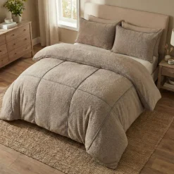 Dekbedovertrek Teddy Trim - Taupe / Antraciet