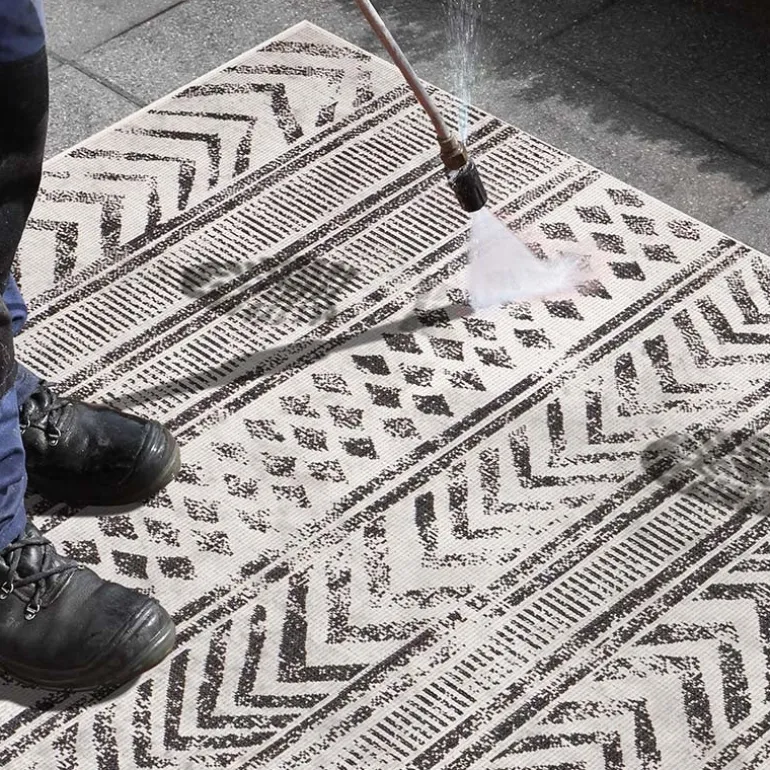 Dubbelzijdig Buitenkleed Biri - Zwart/Crème