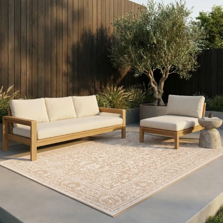 Dubbelzijdig Buitenkleed Kona - Beige/Wit