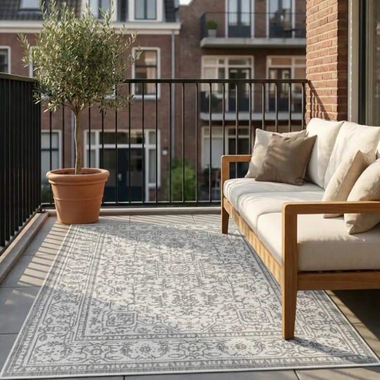 Dubbelzijdig Buitenkleed Kona - Wit/Grijs