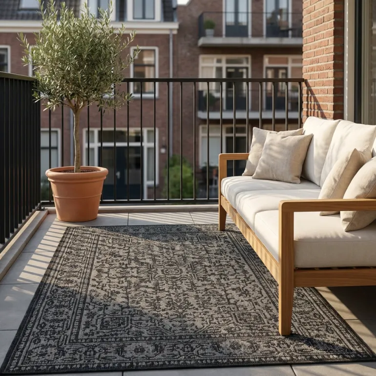 Dubbelzijdig Buitenkleed Kona - Zwart/Wit