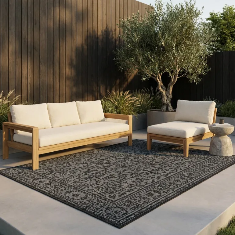 Dubbelzijdig Buitenkleed Kona - Zwart/Wit
