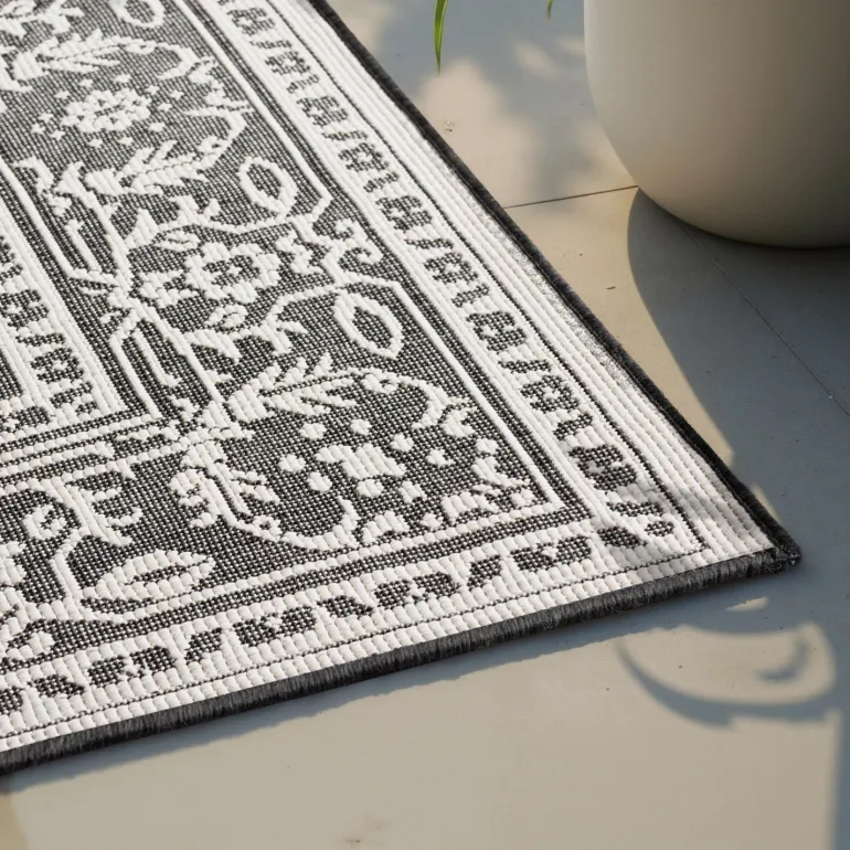 Dubbelzijdig Buitenkleed Kona - Zwart/Wit
