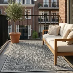 Dubbelzijdig Buitenkleed Kona - Zwart/Wit