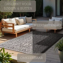 Dubbelzijdig Buitenkleed Kona - Zwart/Wit