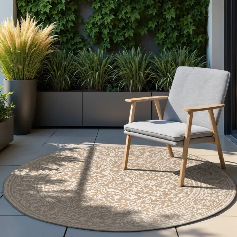Dubbelzijdig Buitenkleed Kona Rond - Beige