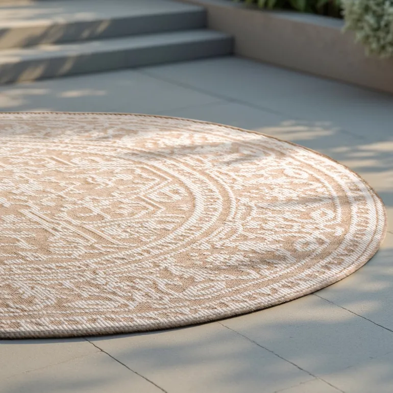 Dubbelzijdig Buitenkleed Kona Rond - Beige