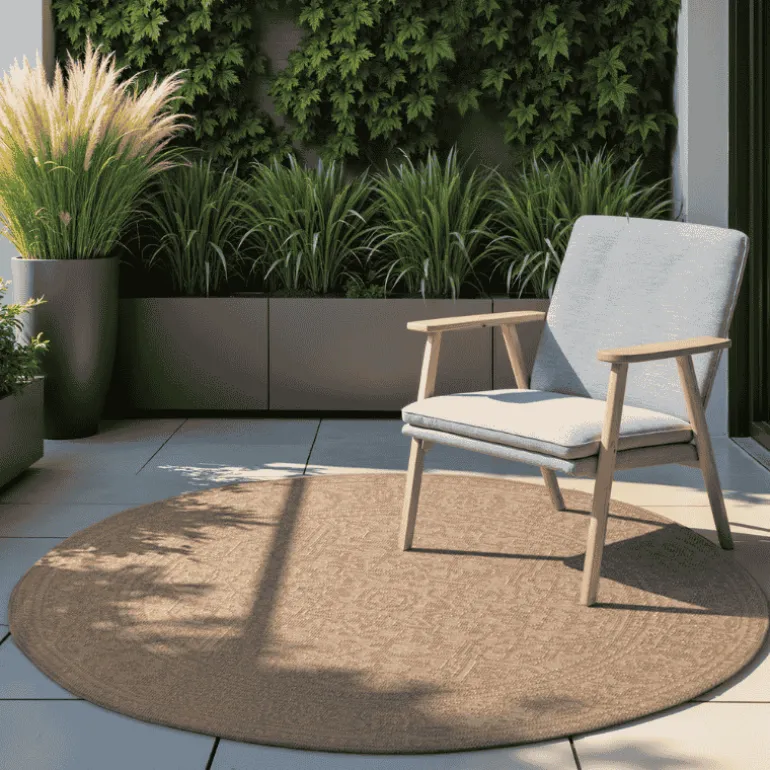 Dubbelzijdig Buitenkleed Kona Rond - Beige