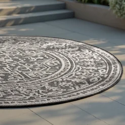Dubbelzijdig Buitenkleed Kona Rond - Zwart