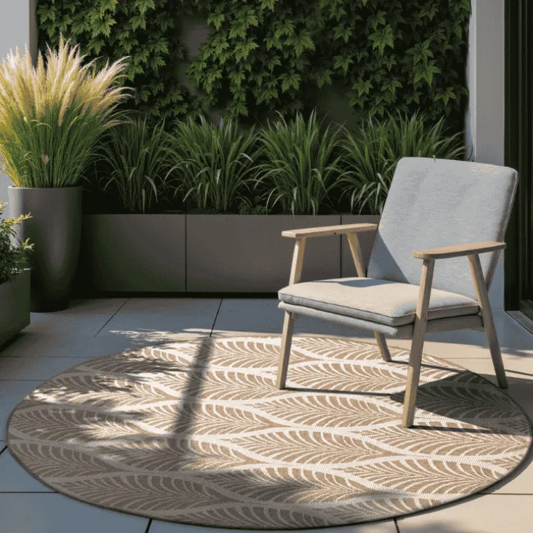 Dubbelzijdig Buitenkleed Liora Rond - Beige