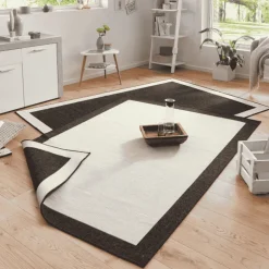 Dubbelzijdig Buitenkleed Panama - Zwart/Creme