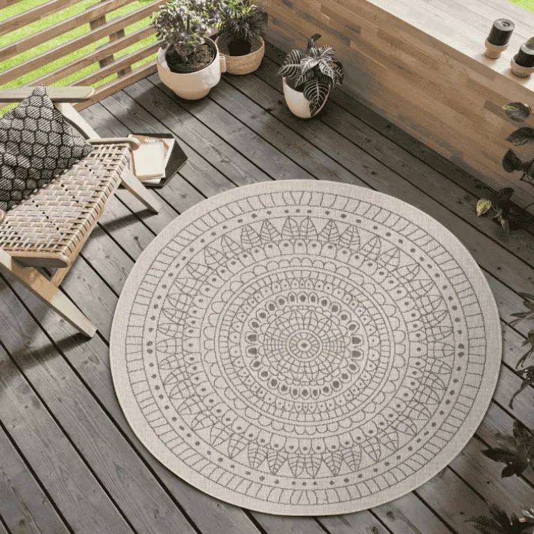 Dubbelzijdig Buitenkleed Porto Rond - Beige/Creme