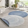 Dubbelzijdig Buitenkleed Porto Rond - Blauw/Creme