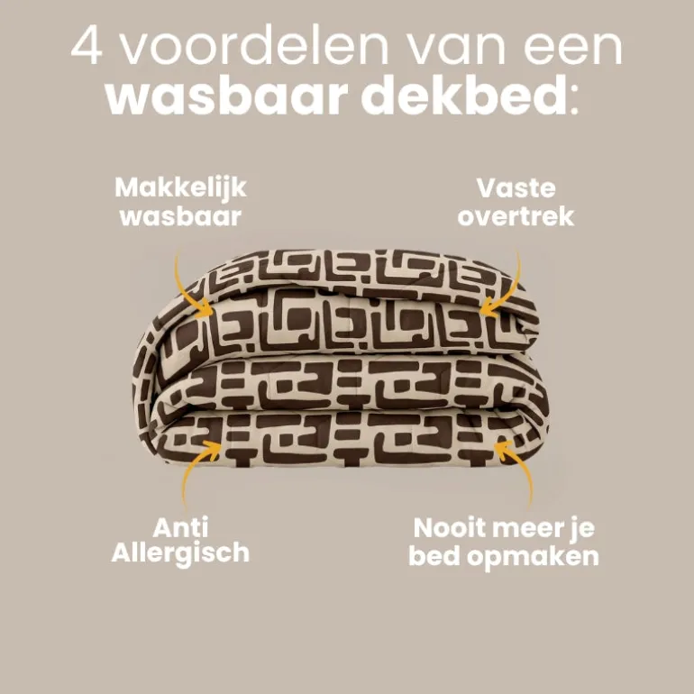 Easy Dekbed Zonder Overtrek - Abstract - Bruin