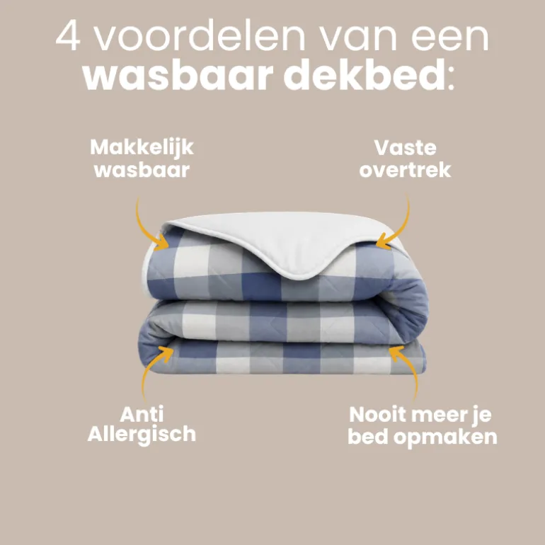 Easy Dekbed Zonder Overtrek - Blue Check