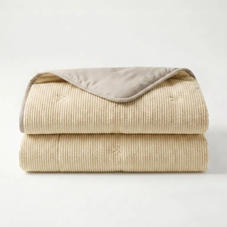 Easy Dekbed Zonder Overtrek Corduroy - Champagne/Taupe