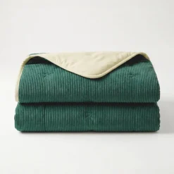 Easy Dekbed Zonder Overtrek Corduroy - Donker Groen/Crème